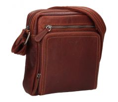 Pánska kožená taška cez rameno BLC/4091 /18- HNEDÁ - BRANDY