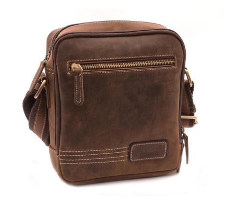 PÁNSKE KOŽENÉ CROSSBODY TMAVO HNEDÝ HUNTER 250854