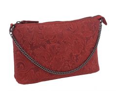 Dámska kožená crossbody kabelka červená 250113