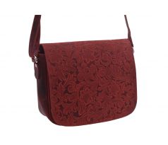 Dámska kožená crossbody kabelka červená 250112