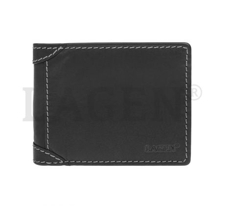 Pánska kožená peňaženka LAGEN 511461 - ČIERNA - BLK