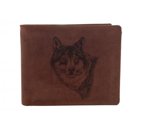 Pánska kožená peňaženka MERCUCIO svetlohnedá vzor 2 vlk hlava 2911908