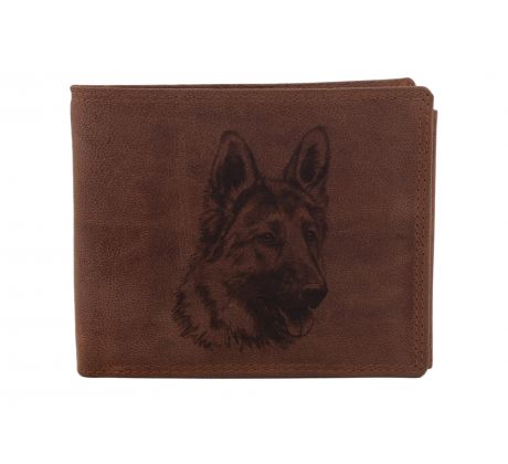 Pánska kožená peňaženka MERCUCIO svetlohnedá vzor 34 vlčiak hlava 2911908