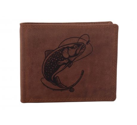 Pánska kožená peňaženka MERCUCIO svetlohnedá vzor 49 pstruh s udicou 2911908