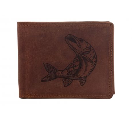 Pánska kožená peňaženka MERCUCIO svetlohnedá vzor 52 šťuka 2911908