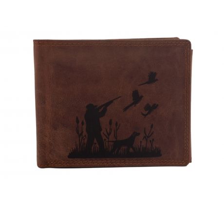 Pánska kožená peňaženka MERCUCIO svetlohnedá vzor 54 poľovník s puškou 2911908