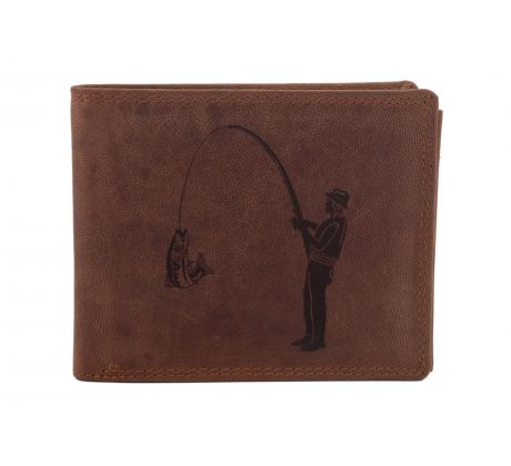 Pánska kožená peňaženka MERCUCIO svetlohnedá vzor 8 rybár s udicou 2911908