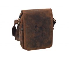 Pánske kožené crossbody tmavohnedý hunter embos medveď 250591