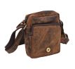 Pánske kožené crossbody tmavohnedý hunter embos medveď 250591