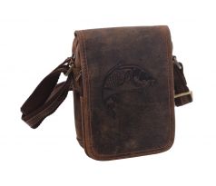 Pánske kožené crossbody tmavohnedý hunter embos kapor 250591