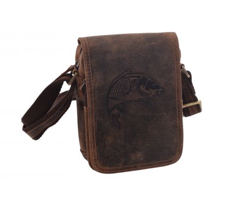 Pánske kožené crossbody tmavohnedý hunter embos kapor 250591