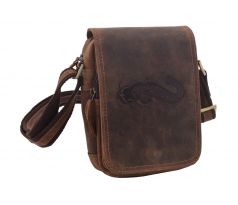 Pánske kožené crossbody tmavohnedý hunter embos sumec 250591