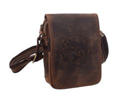 Pánske kožené crossbody tmavohnedý hunter embos šťuka s udicou 250591
