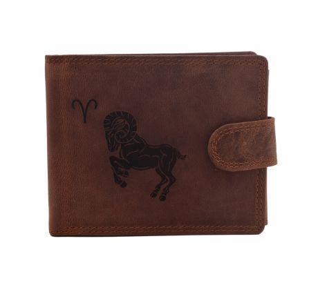 Pánska kožená peňaženka MERCUCIO svetlohnedá vzor 35 znamenie baran 2911906
