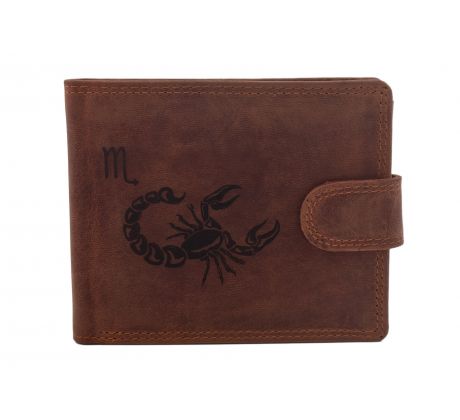 Pánska kožená peňaženka MERCUCIO svetlohnedá vzor 35 znamenie škorpión 2911906