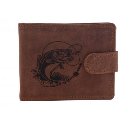 Pánska kožená peňaženka MERCUCIO svetlohnedá vzor 50 zubáč s udicou 2911906