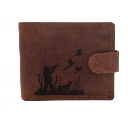 Pánska kožená peňaženka MERCUCIO svetlohnedá vzor 54 poľovník s puškou 2911906