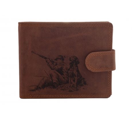 Pánska kožená peňaženka MERCUCIO svetlohnedá vzor 60 poľovník a pes 2911906