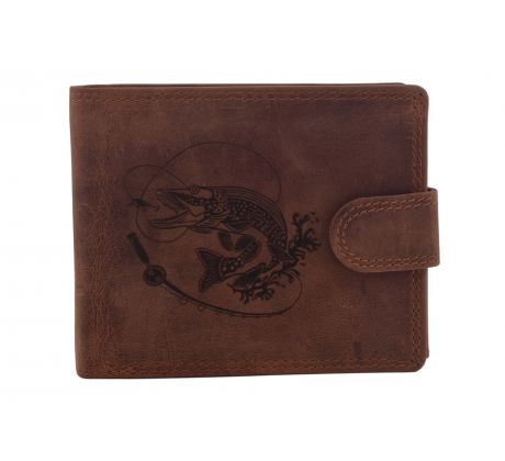 Pánska kožená peňaženka MERCUCIO svetlohnedá vzor 7 šťuka s udicou 2911906