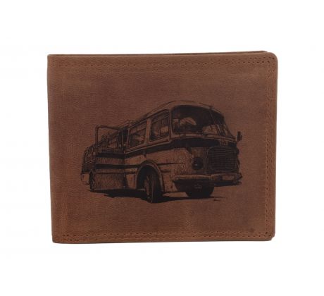 Pánska kožená peňaženka MERCUCIO svetlohnedá vzor 72 autobus retro 2911908