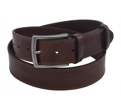 Pánsky kožený opasok 740-40-65 tmavohnedý prešitý pracka Urban
