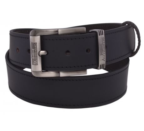 Pánsky kožený opasok 763-40-10 čierny prešitý pracka Authentic