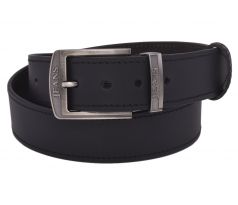 Pánsky kožený opasok 763-40-04 čierny prešitý pracka Jeans II