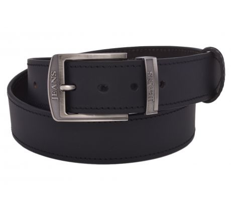 Pánsky kožený opasok 763-40-04 čierny prešitý pracka Jeans II