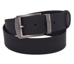 Pánsky kožený opasok 763-40-03 čierny hladký pracka Jeans II